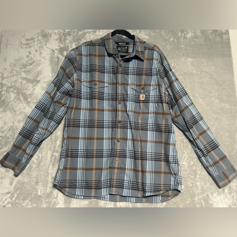 Carhartt Rugged Flex Button Down Shirt Men’s XL Plaid Relaxed Fit Long Sleeve
